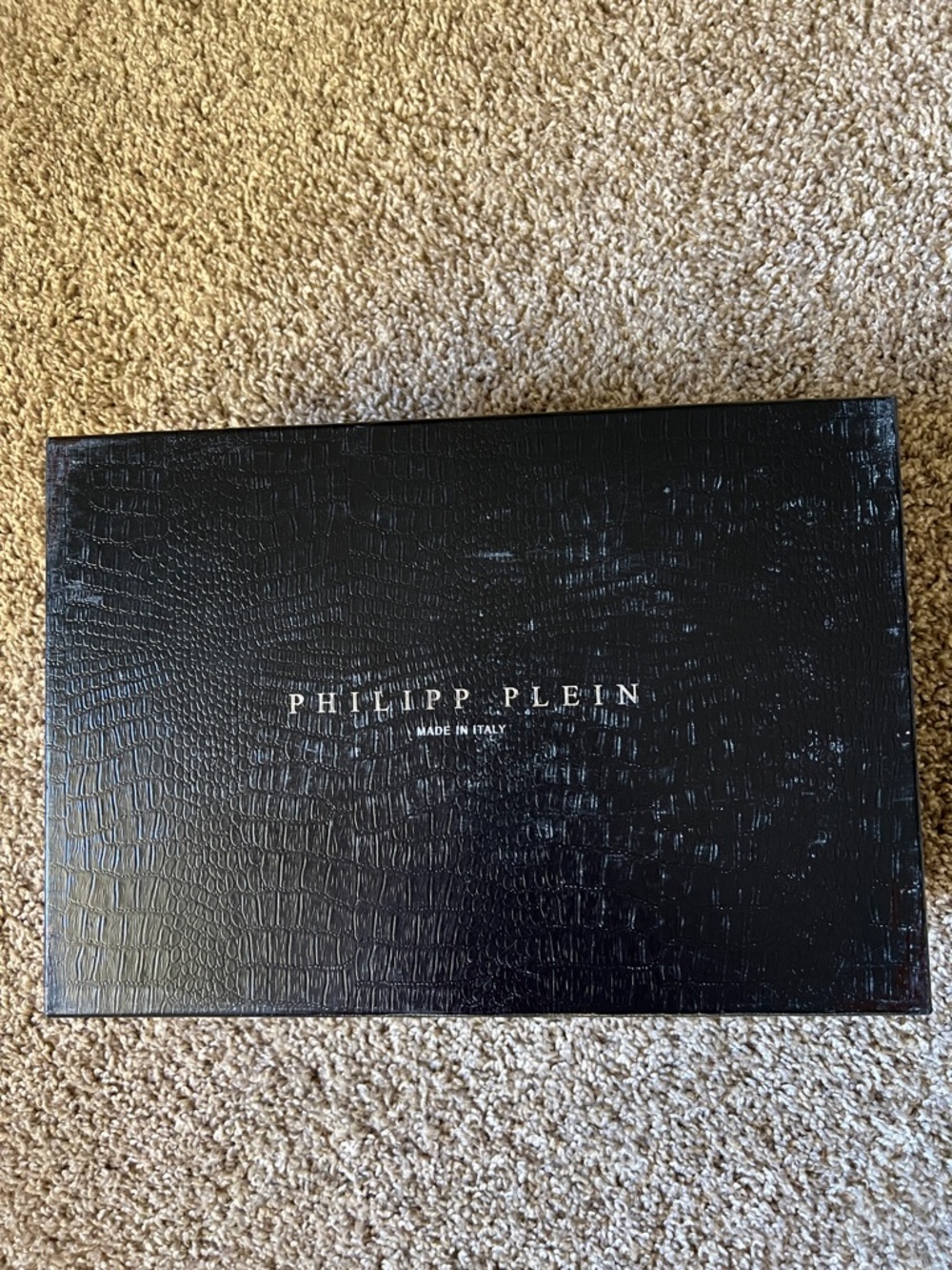 Philipp Plein Black Croc-Embossed Logo Box